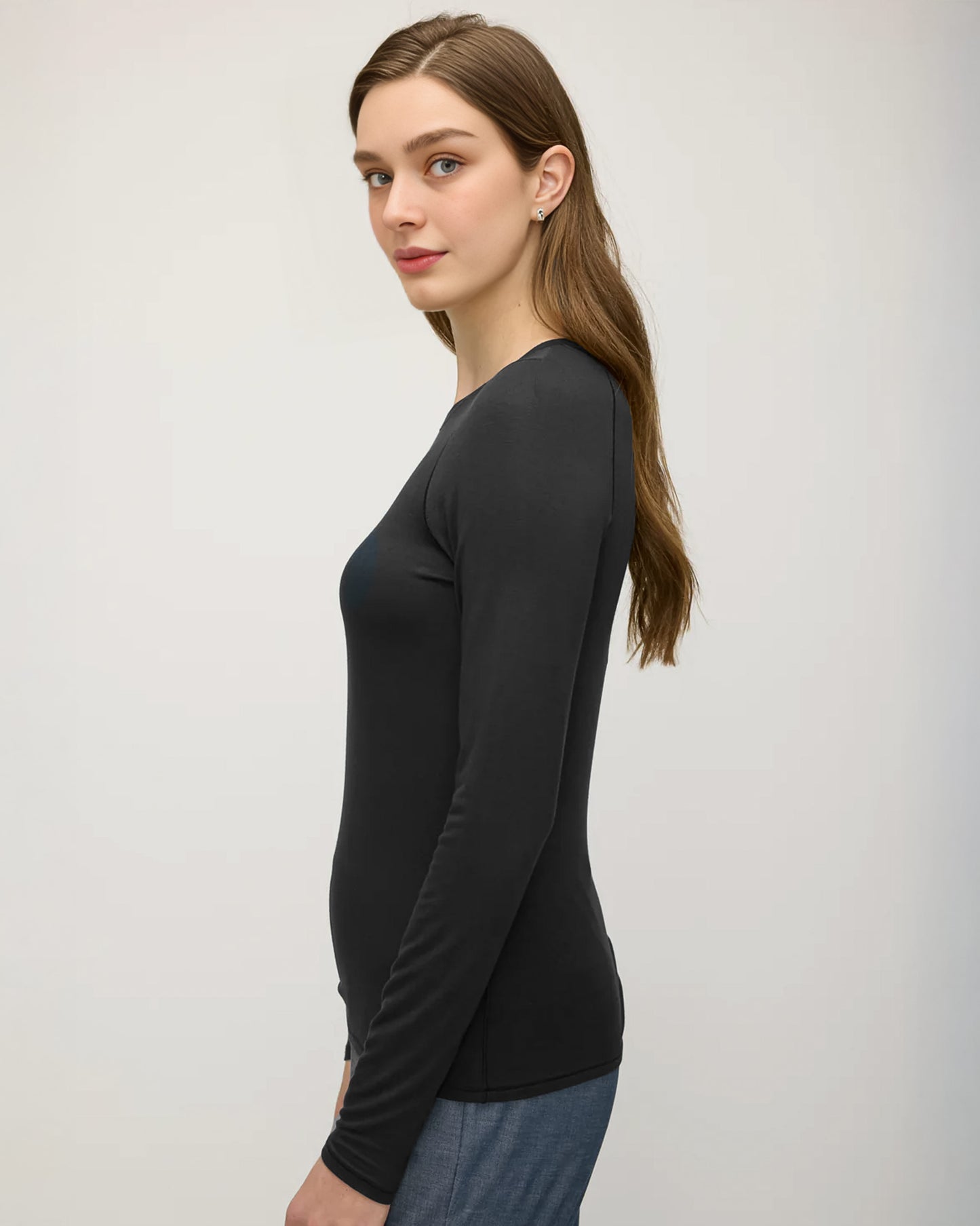 Black Basic Long Sleeve Undershirt