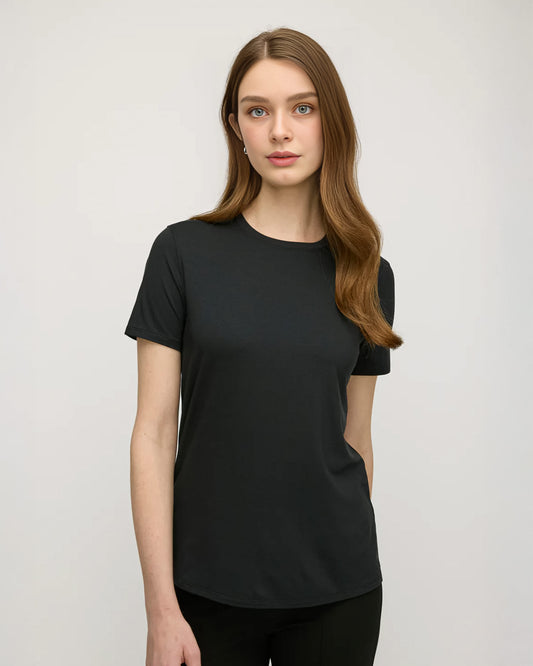 Black Basic Short Sleeve Undershirt
