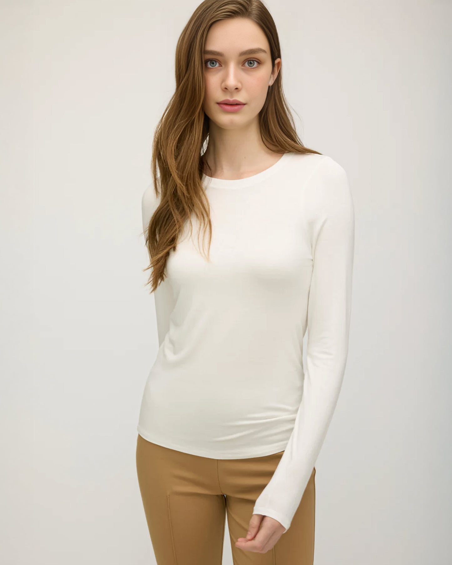 White Basic Long Sleeve Undershirt