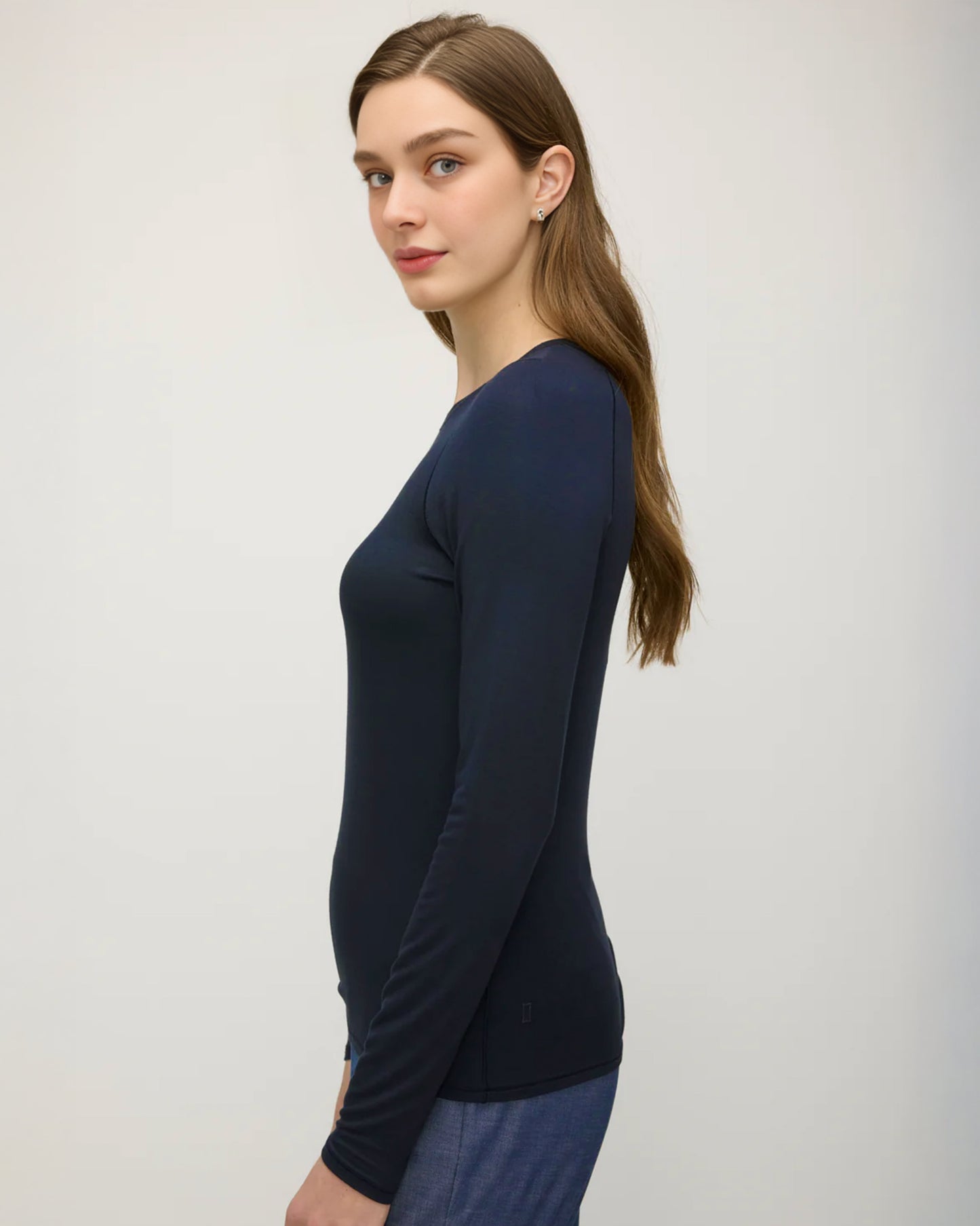 Navy Basic Long Sleeve Undershirt