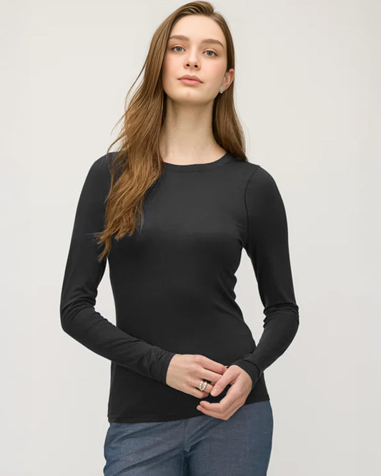 Black Basic Long Sleeve Undershirt